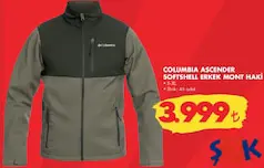 COLUMBİA ASCENDER SOFTSHELL ERKEK MONT HAKİ fiyat ve kampanya bilgisi